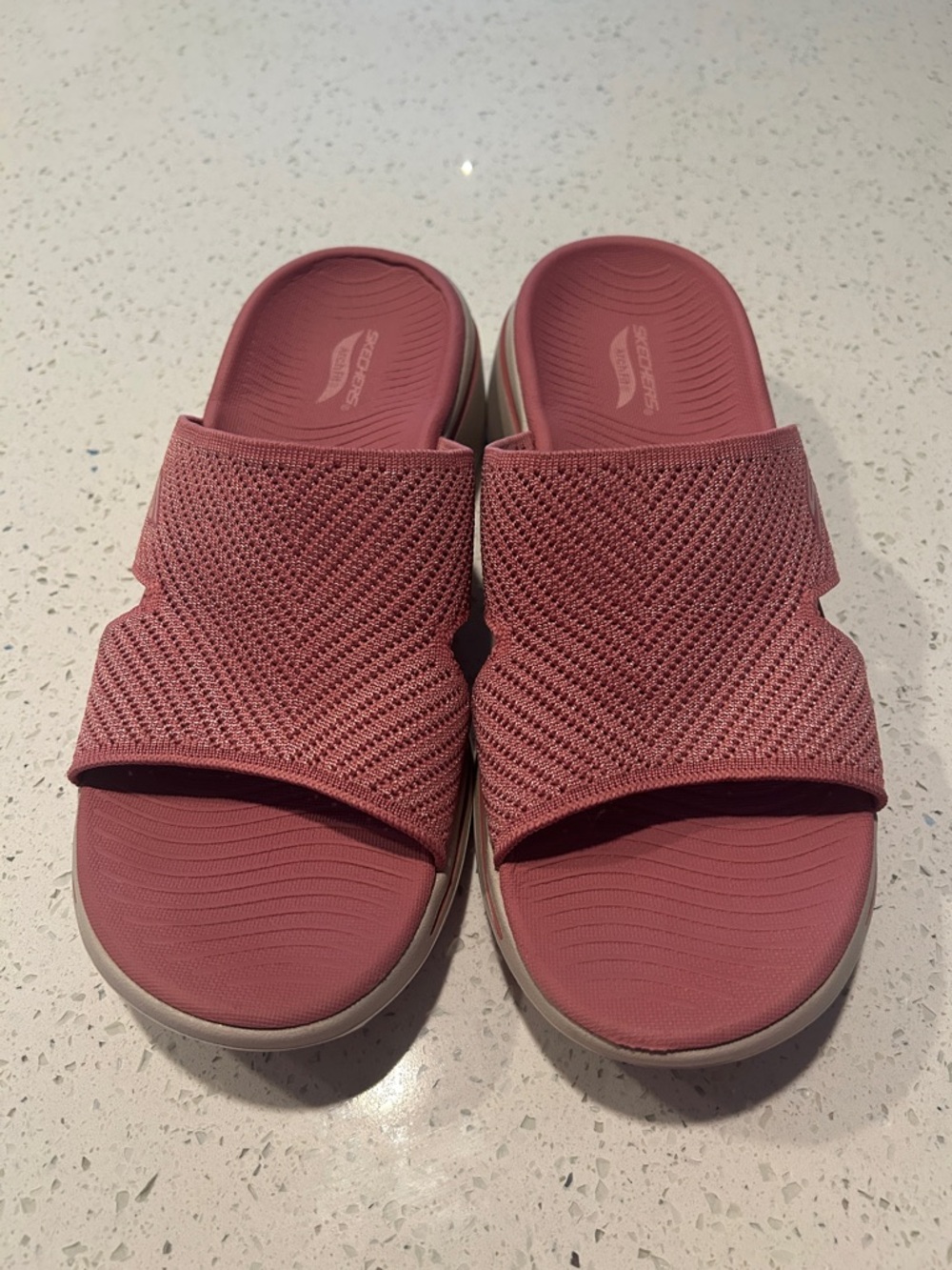 Skechers Women's Dusty Rose Knit Slide Sandals